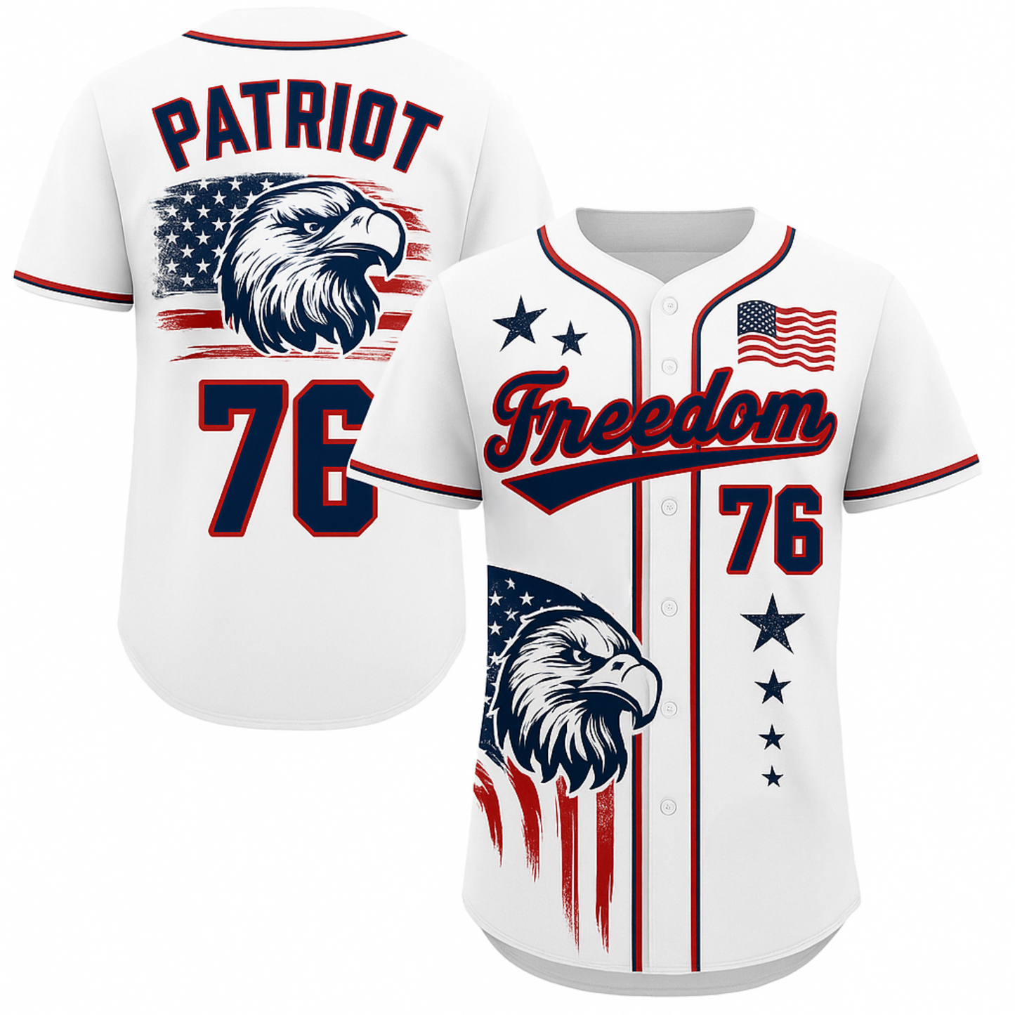 Pro Threads Originals White Blue-Red Stripes Baseball Jersey "Freedom"