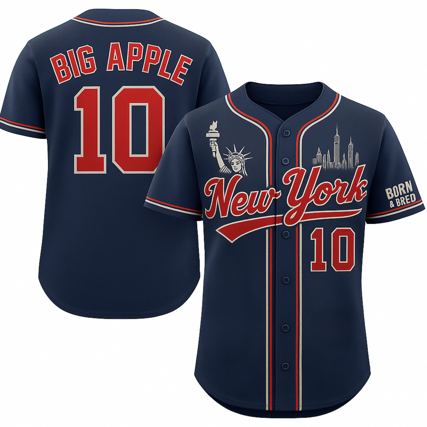 Pro Threads Originals Blue-Red Baseball Jersey "New York"