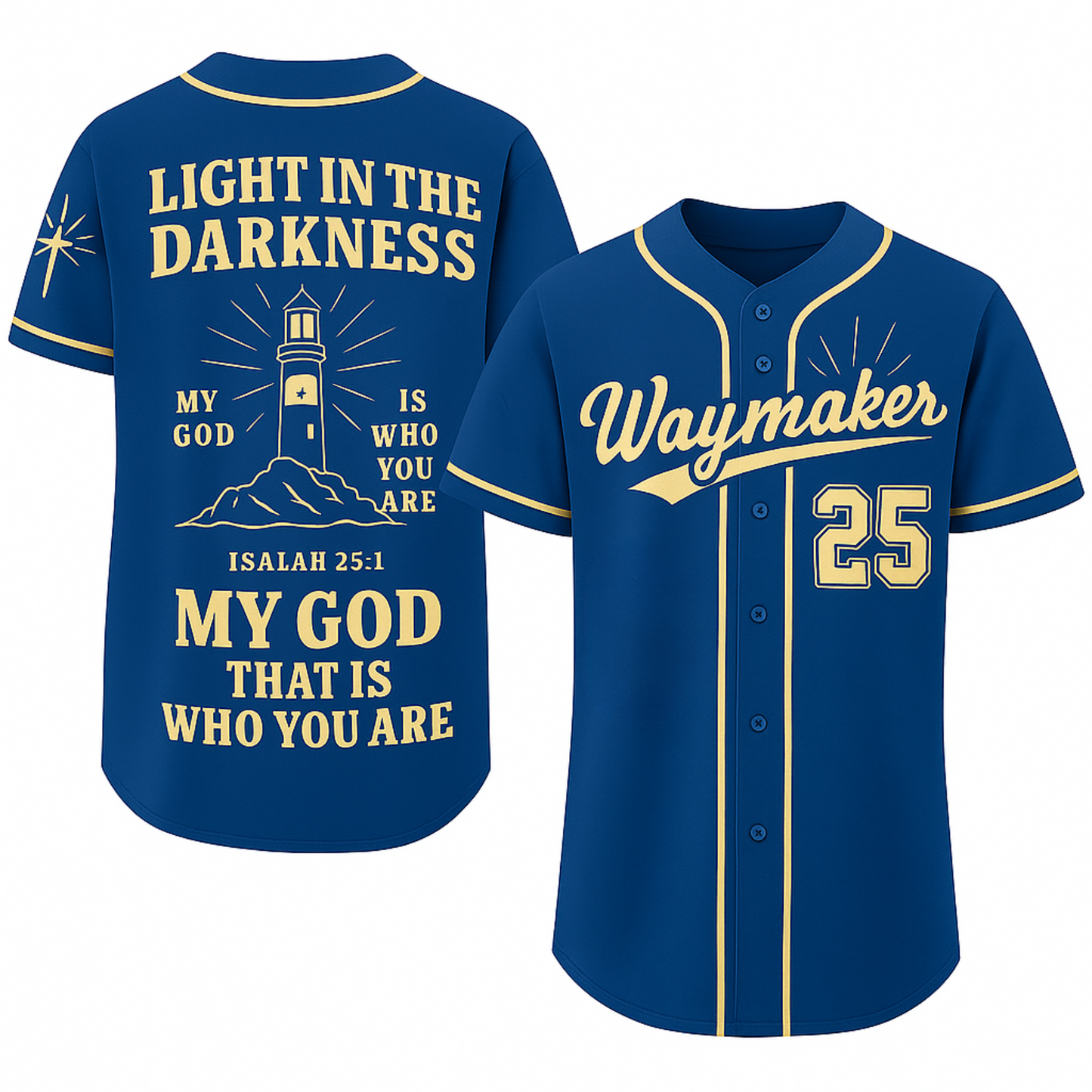 Pro Threads Originals Blue-Cream Baseball Jersey "Light In The Darkness"
