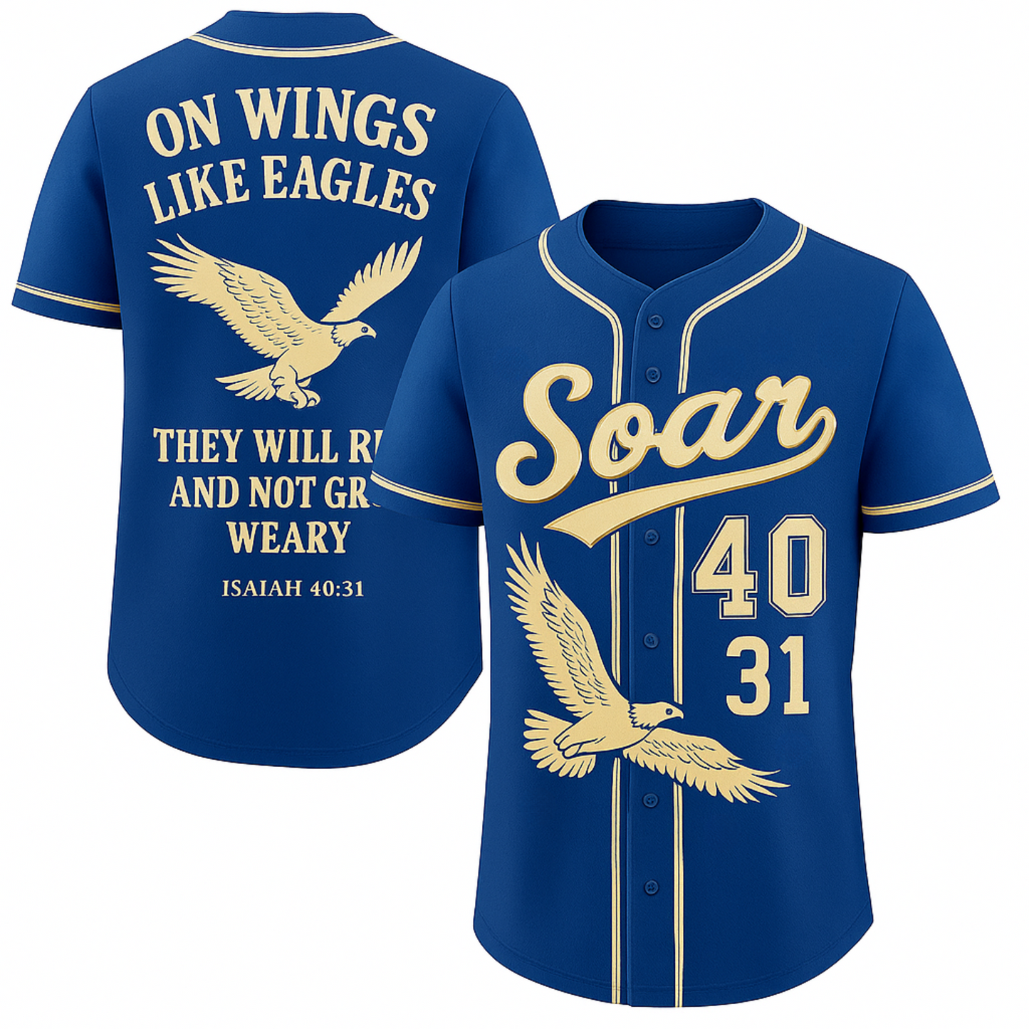 Pro Threads Originals Blue-Cream Baseball Jersey "On Wings Like Eagles"