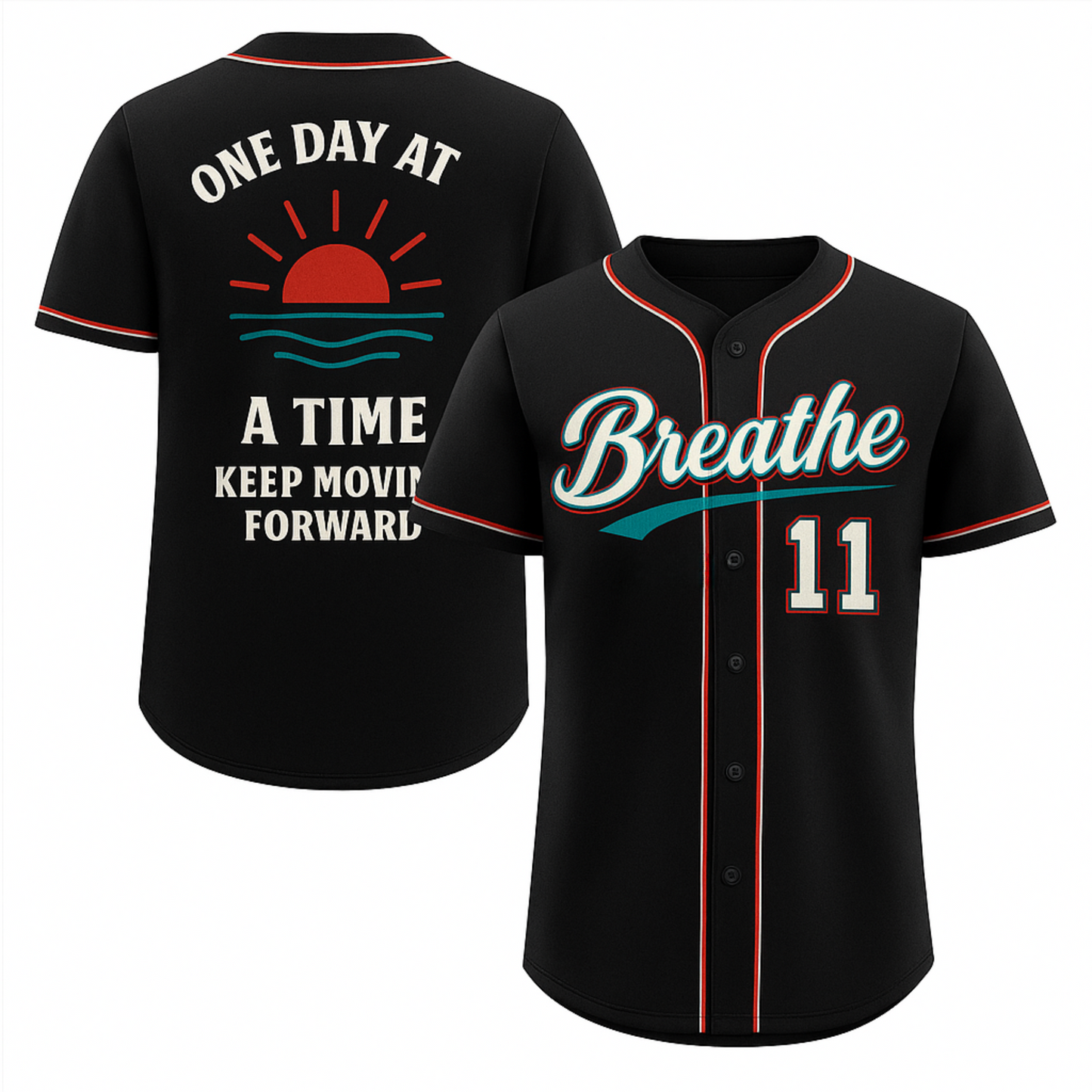 Pro Threads Originals Black-White Green Baseball Jersey "One Day At A Time"
