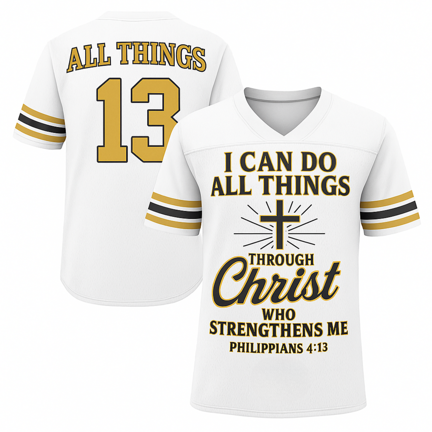 Pro Threads Originals Blue-White Gold Football Jersey "I Can Do All Things Through Christ"