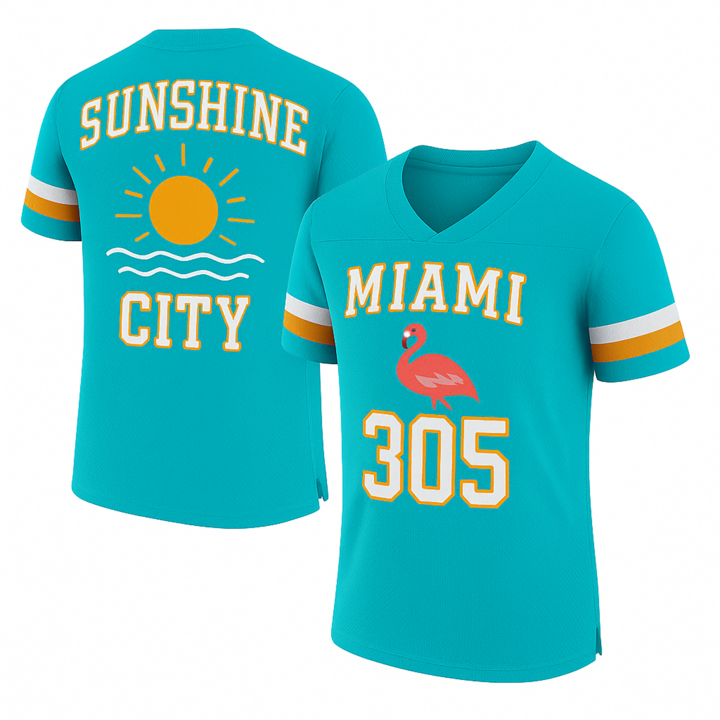 Pro Threads Originals Turquoise-White Yellow Football Jersey "Miami"
