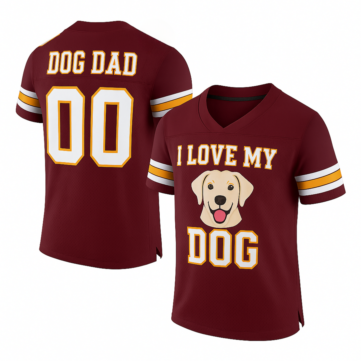 Pro Threads Originals Cherry-White Football Jersey "I Love My Dog"