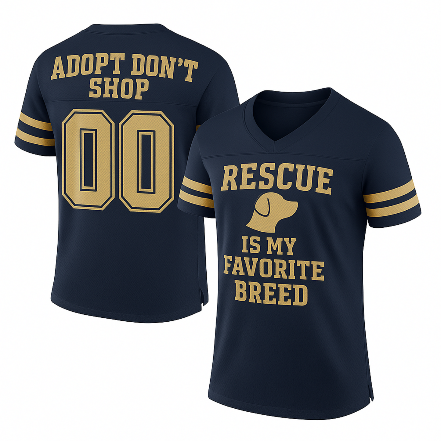Pro Threads Originals Blue-Gold Football Jersey "Rescue Is My Favourite Breed"