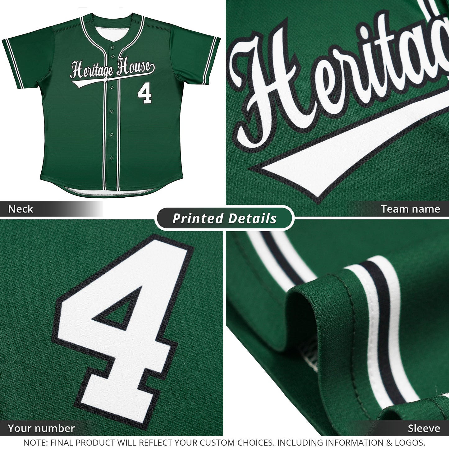 Custom Green Gold-White Classic Style Authentic Baseball Jersey