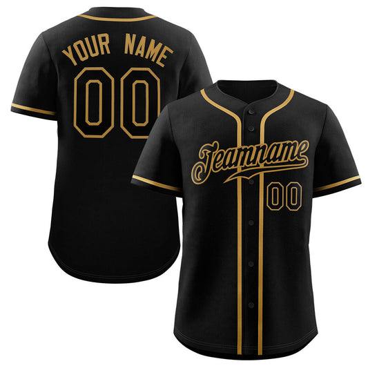 Custom Black Old Gold Classic Style Authentic Baseball Jersey 2