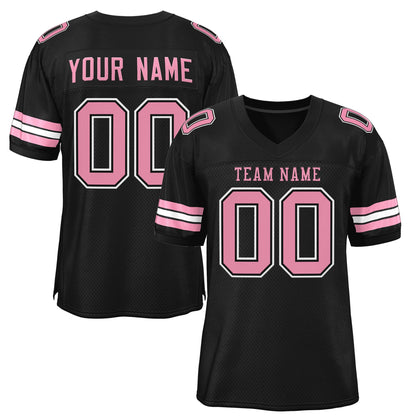 Custom Black Pink-White Classic Style Mesh Authentic Football Jersey