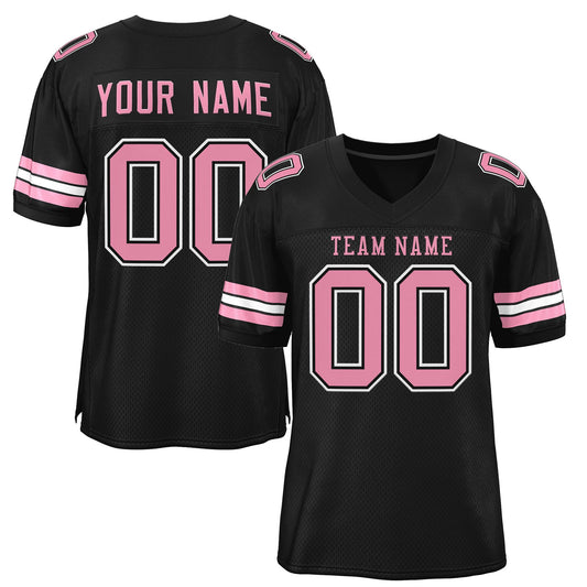 Custom Black Pink-White Classic Style Mesh Authentic Football Jersey