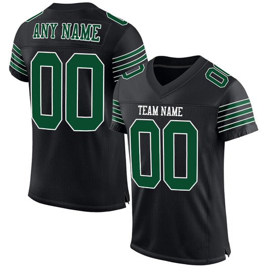 Custom Black Gotham Green-White Classic Style Mesh Authentic Football Jersey