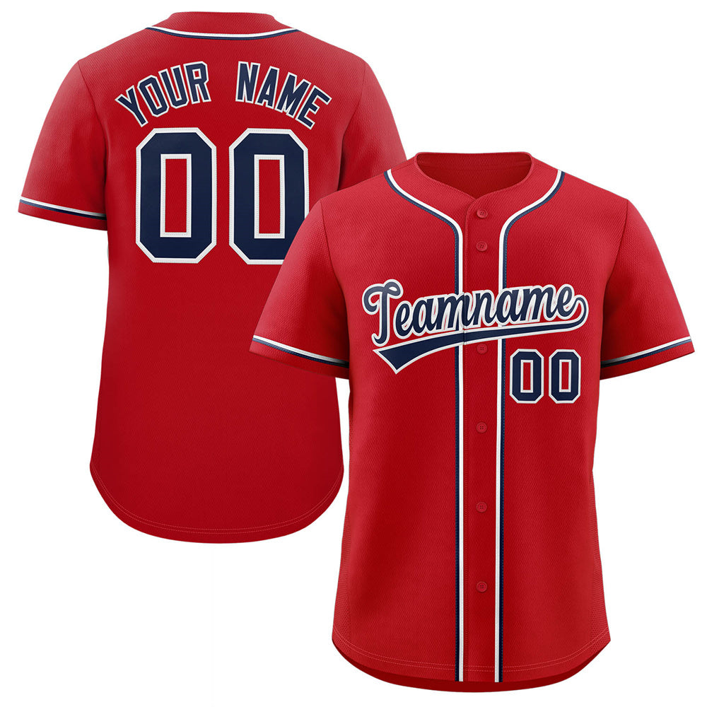 Custom Red Navy-White Classic Style Authentic Baseball Jersey 2