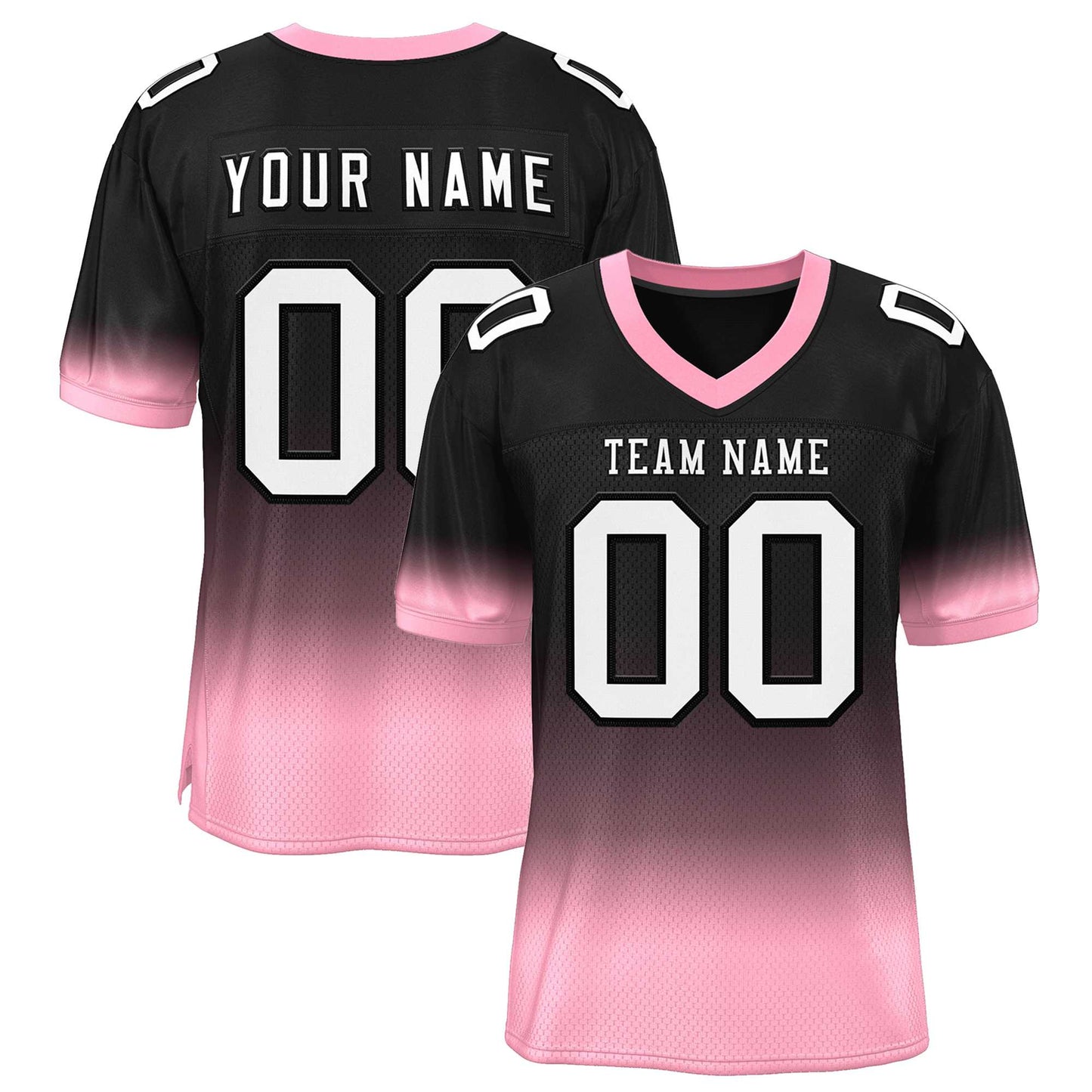 Custom Black Pink-White Classic Style Mesh Authentic Football Jersey