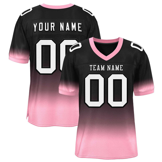 Custom Black Pink-White Classic Style Mesh Authentic Football Jersey