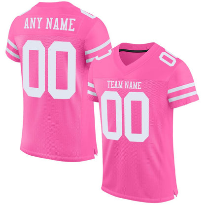 Custom Pink White Classic Style Mesh Authentic Football Jersey
