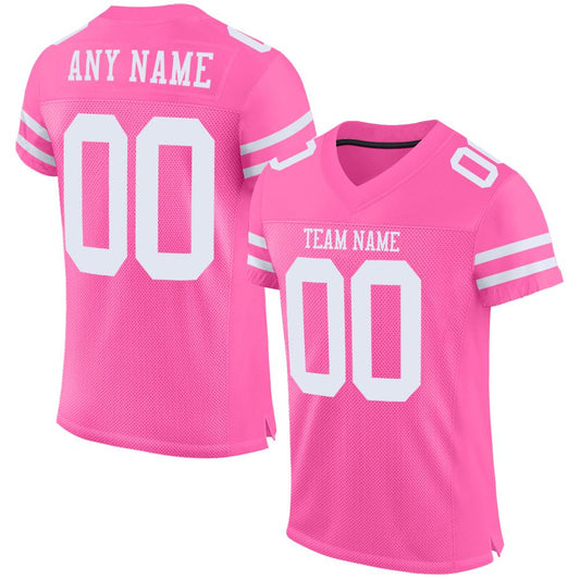 Custom Pink White Classic Style Mesh Authentic Football Jersey