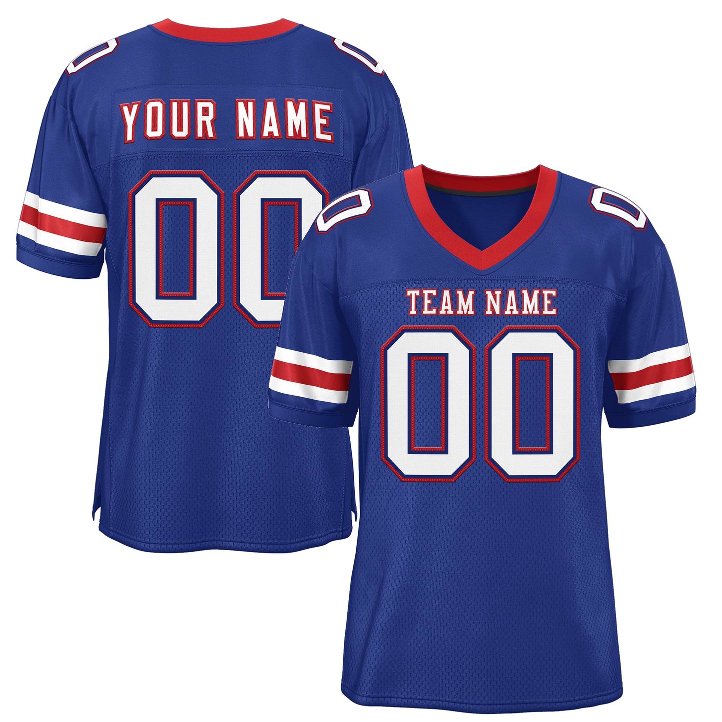 Custom Royal White-Red Classic Style Mesh Authentic Football Jersey 2