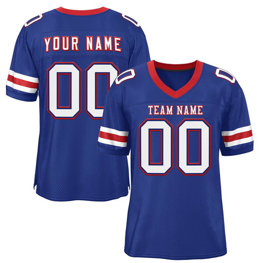 Custom Royal White-Red Classic Style Mesh Authentic Football Jersey 2