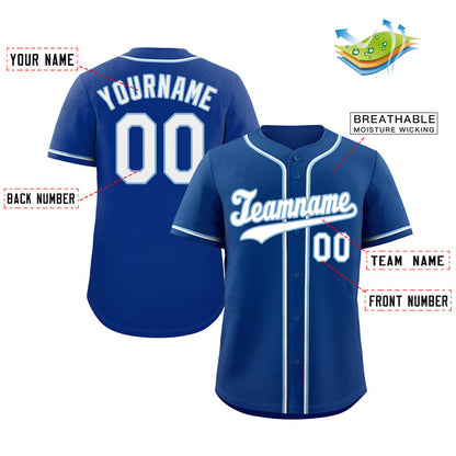Custom Royal White-Light Blue Hook Classic Style Authentic Baseball Jersey 2