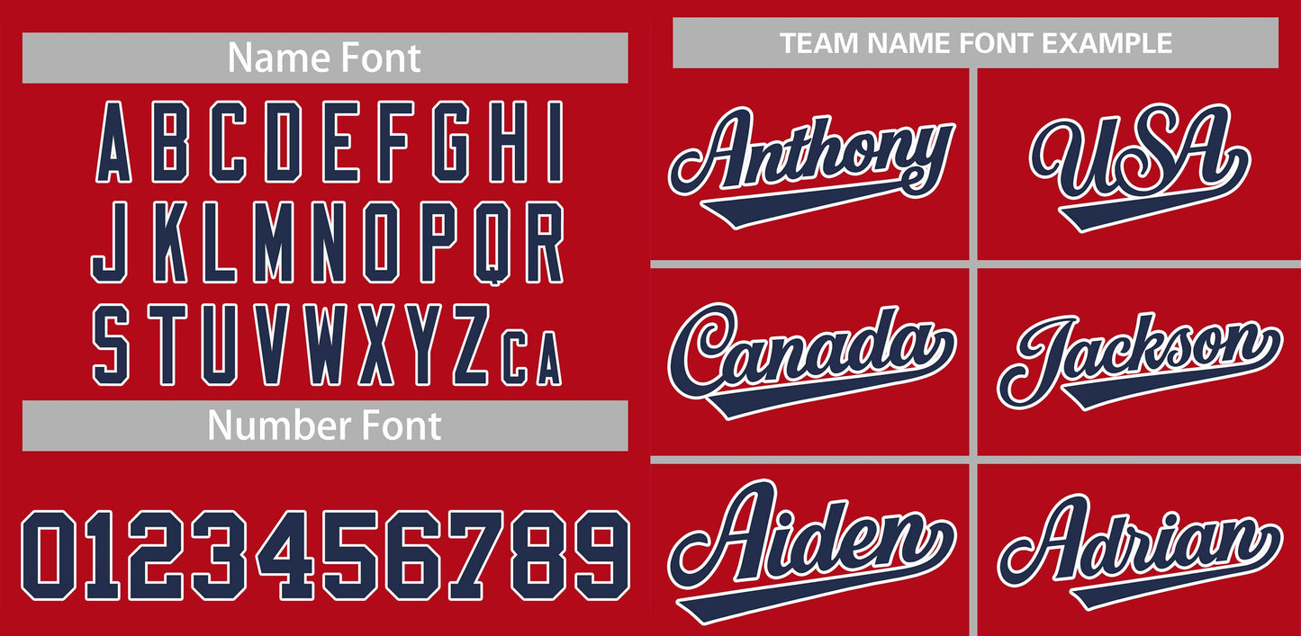Custom Red Navy-White Classic Style Authentic Baseball Jersey 2