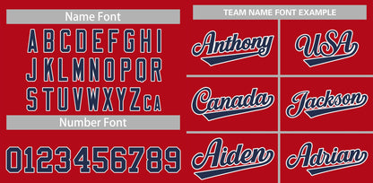 Custom Red Navy-White Classic Style Authentic Baseball Jersey 2