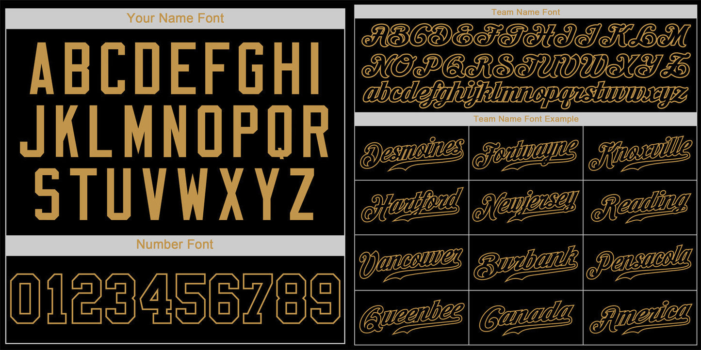 Custom Black Old Gold Classic Style Authentic Baseball Jersey 2