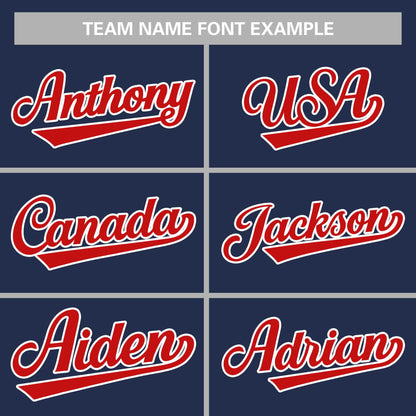 Custom Navy Red-White Classic Style Authentic Baseball Jersey 3
