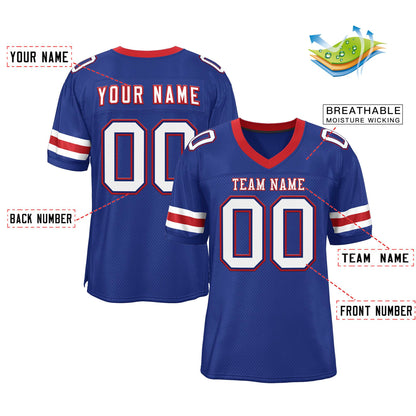 Custom Royal White-Red Classic Style Mesh Authentic Football Jersey 2