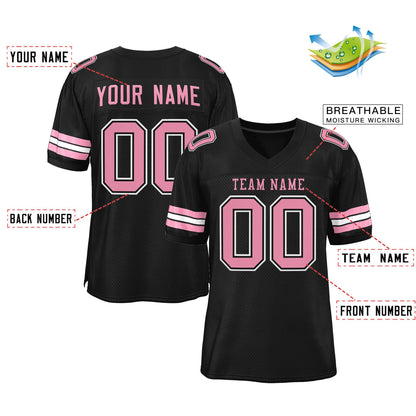 Custom Black Pink-White Classic Style Mesh Authentic Football Jersey