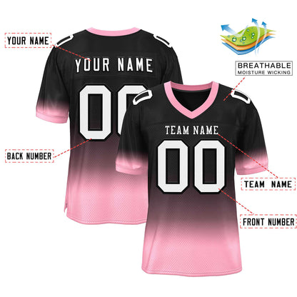 Custom Black Pink-White Classic Style Mesh Authentic Football Jersey