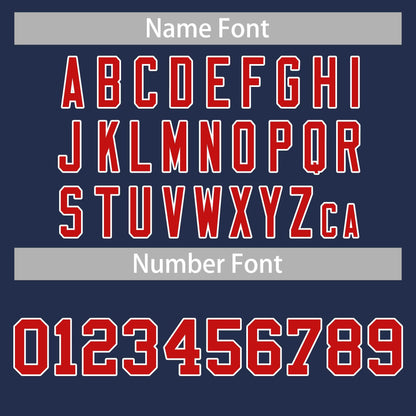 Custom Navy Red-White Classic Style Authentic Baseball Jersey 3