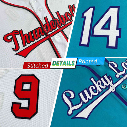 Custom Red Navy-White Classic Style Authentic Baseball Jersey 2